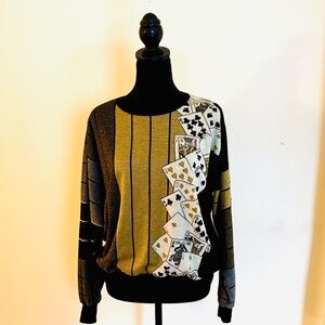 Vintage Novelty Playing Cards Sweater - Med